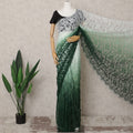 Green & White Ombre Premium French Chantilly Lace Saree – 5.5 Meters-D21888