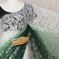 Green & White Ombre Premium French Chantilly Lace Saree – 5.5 Meters-D21888
