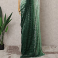 Green & White Ombre Premium French Chantilly Lace Saree – 5.5 Meters-D21888