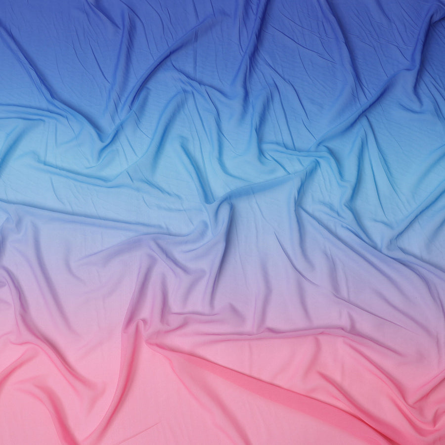 قماش جورجيت صناعي متدرج اللون الأزرق والوردي - عرض 110 سم، ناعم وخفيف الوزن - D21889