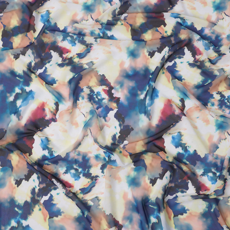 قماش جورجيت صناعي تجريدي متعدد الألوان - عرض 110 سم، ناعم وخفيف الوزن - D21893