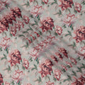 Sage Green and Burgundy Floral Synthetic Georgette Fabric – 110 cm Width, Soft & Lightweight-D21895