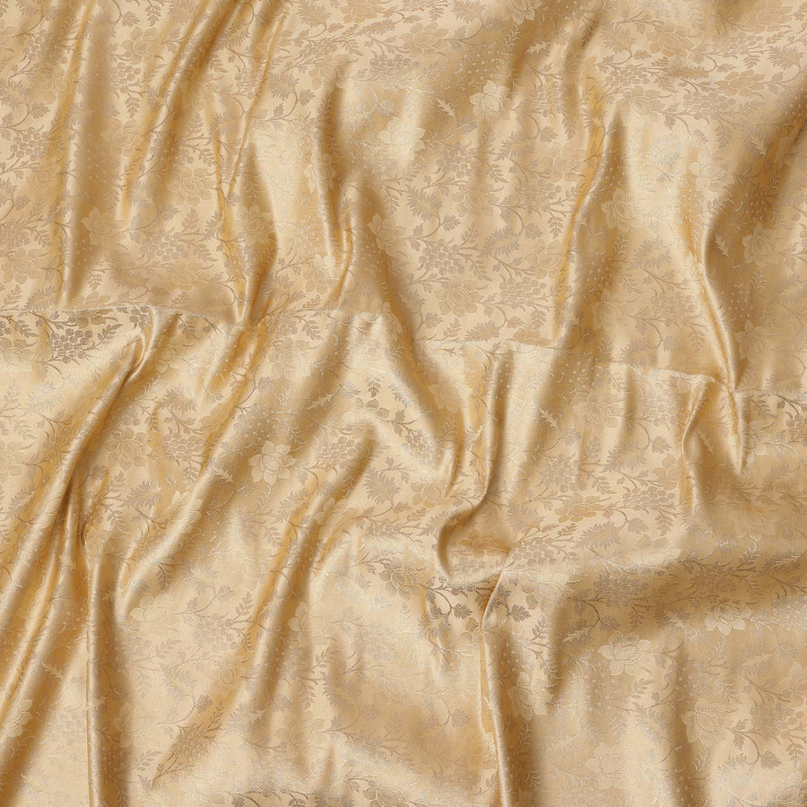 Golden Beige Synthetic Brocade Fabric – 110 cm Width, Luxurious & Elegant-D21900