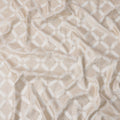 Ivory and Gold Geometric Synthetic Brocade Fabric – 110 cm Width, Elegant & Luxurious-D21903