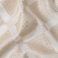 Ivory and Gold Geometric Synthetic Brocade Fabric – 110 cm Width, Elegant & Luxurious-D21903