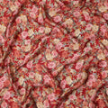 Red and Multicolor Floral Synthetic Satin Fabric – 110 cm Width, Soft & Lustrous-D21907