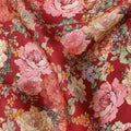 Red and Multicolor Floral Synthetic Satin Fabric – 110 cm Width, Soft & Lustrous-D21907