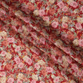 Red and Multicolor Floral Synthetic Satin Fabric – 110 cm Width, Soft & Lustrous-D21907