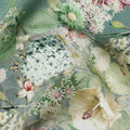 Sage Green and Multicolor Floral Synthetic Satin Fabric – 110 cm Width, Soft & Lustrous-D21910