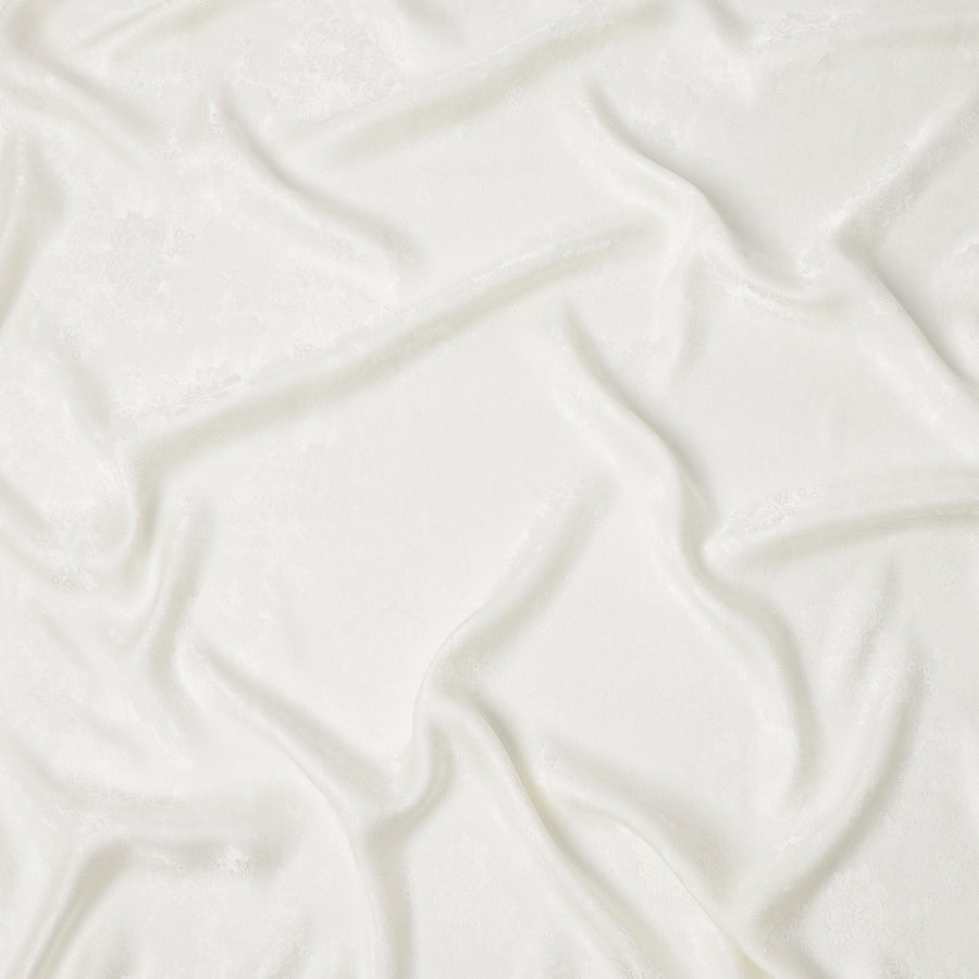 Ivory Pure Silk Satin Jacquard Fabric – 110 cm Width, Luxurious & Elegant-D21914