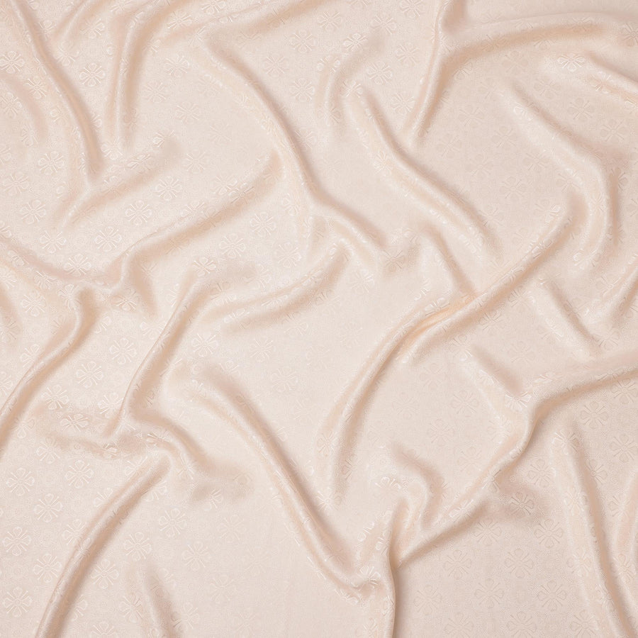 Blush Peach Pure Silk Satin Jacquard Fabric – 110 cm Width, Luxurious & Elegant-D21916