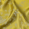 Mustard Green Pure Silk Satin Jacquard Fabric – 110 cm Width, Luxurious & Elegant-D21919