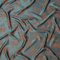 Teal Blue and Copper Pure Silk Satin Jacquard Fabric – 110 cm Width, Luxurious & Elegant-D21920