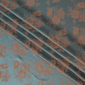 Teal Blue and Copper Pure Silk Satin Jacquard Fabric – 110 cm Width, Luxurious & Elegant-D21920