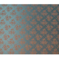 Teal Blue and Copper Pure Silk Satin Jacquard Fabric – 110 cm Width, Luxurious & Elegant-D21920