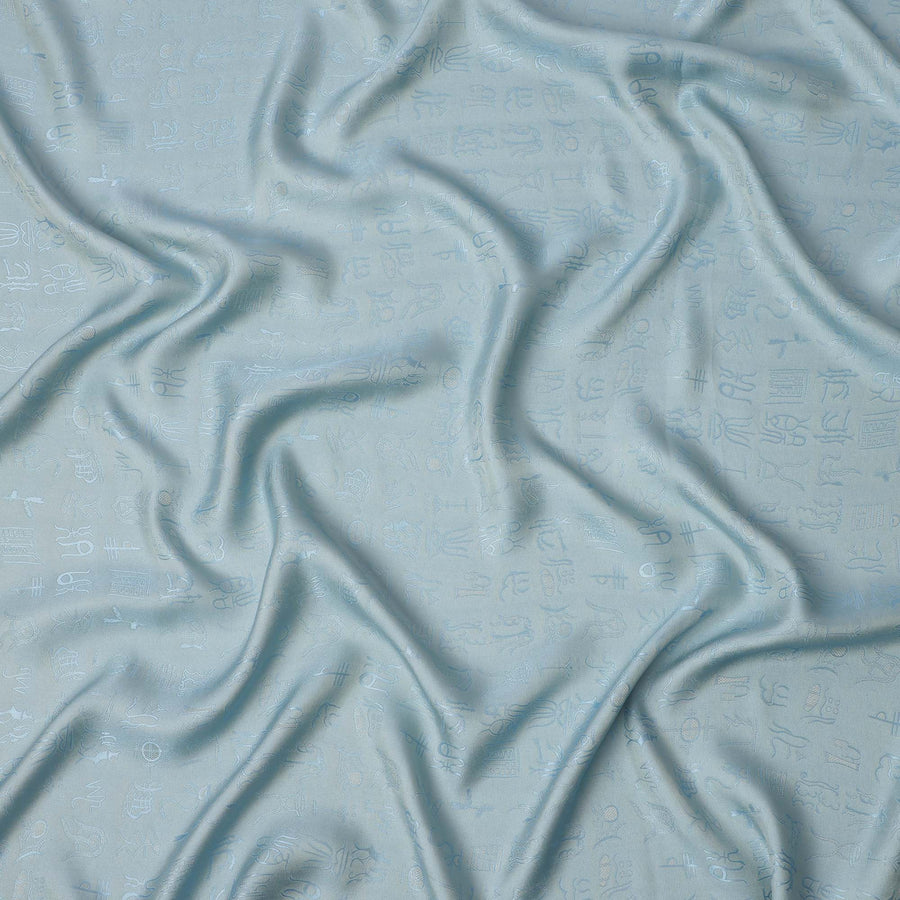 Sky Blue Pure Silk Satin Jacquard Fabric – 110 cm Width, Luxurious & Elegant-D21921