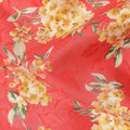 Coral Red & Yellow Floral Uragiri Cotton Voile Jacquard Fabric – 110cm Wide, Japan-D21926