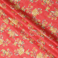 Coral Red & Yellow Floral Uragiri Cotton Voile Jacquard Fabric – 110cm Wide, Japan-D21926