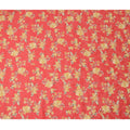 Coral Red & Yellow Floral Uragiri Cotton Voile Jacquard Fabric – 110cm Wide, Japan-D21926