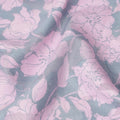 Dusty Blue & Soft Pink Floral Uragiri Cotton Voile Jacquard Fabric – 110cm Wide, Japan-D21927