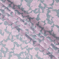 Dusty Blue & Soft Pink Floral Uragiri Cotton Voile Jacquard Fabric – 110cm Wide, Japan-D21927