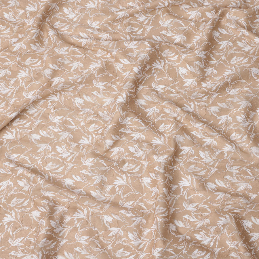 Beige & White Floral Uragiri Cotton Voile Jacquard Fabric – 110cm Wide, Japan-D21928