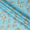 Sky Blue & Golden Brown Floral Uragiri Cotton Voile Jacquard Fabric – 110cm Wide, Japan-D21932