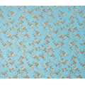 Sky Blue & Golden Brown Floral Uragiri Cotton Voile Jacquard Fabric – 110cm Wide, Japan-D21932