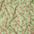 Light Green & Red Floral Uragiri Cotton Voile Jacquard Fabric – 110cm Wide, Japan-D21936