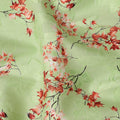 Light Green & Red Floral Uragiri Cotton Voile Jacquard Fabric – 110cm Wide, Japan-D21936