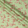 Light Green & Red Floral Uragiri Cotton Voile Jacquard Fabric – 110cm Wide, Japan-D21936