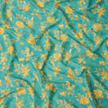 Teal & Yellow Floral Uragiri Cotton Voile Jacquard Fabric – 110cm Wide, Japan-D21938
