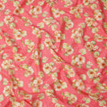 Coral Pink & Cream Floral Uragiri Cotton Voile Jacquard Fabric – 110cm Wide, Japan-D21939