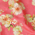 Coral Pink & Cream Floral Uragiri Cotton Voile Jacquard Fabric – 110cm Wide, Japan-D21939