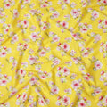 Bright Yellow & Pink Floral Uragiri Cotton Voile Jacquard Fabric – 110cm Wide, Japan-D21940