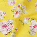 Bright Yellow & Pink Floral Uragiri Cotton Voile Jacquard Fabric – 110cm Wide, Japan-D21940
