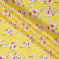Bright Yellow & Pink Floral Uragiri Cotton Voile Jacquard Fabric – 110cm Wide, Japan-D21940