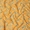 Mustard Orange & Blue Floral Uragiri Cotton Voile Jacquard Fabric – 110cm Wide, Japan-D21944