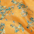 Mustard Orange & Blue Floral Uragiri Cotton Voile Jacquard Fabric – 110cm Wide, Japan-D21944