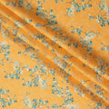 Mustard Orange & Blue Floral Uragiri Cotton Voile Jacquard Fabric – 110cm Wide, Japan-D21944