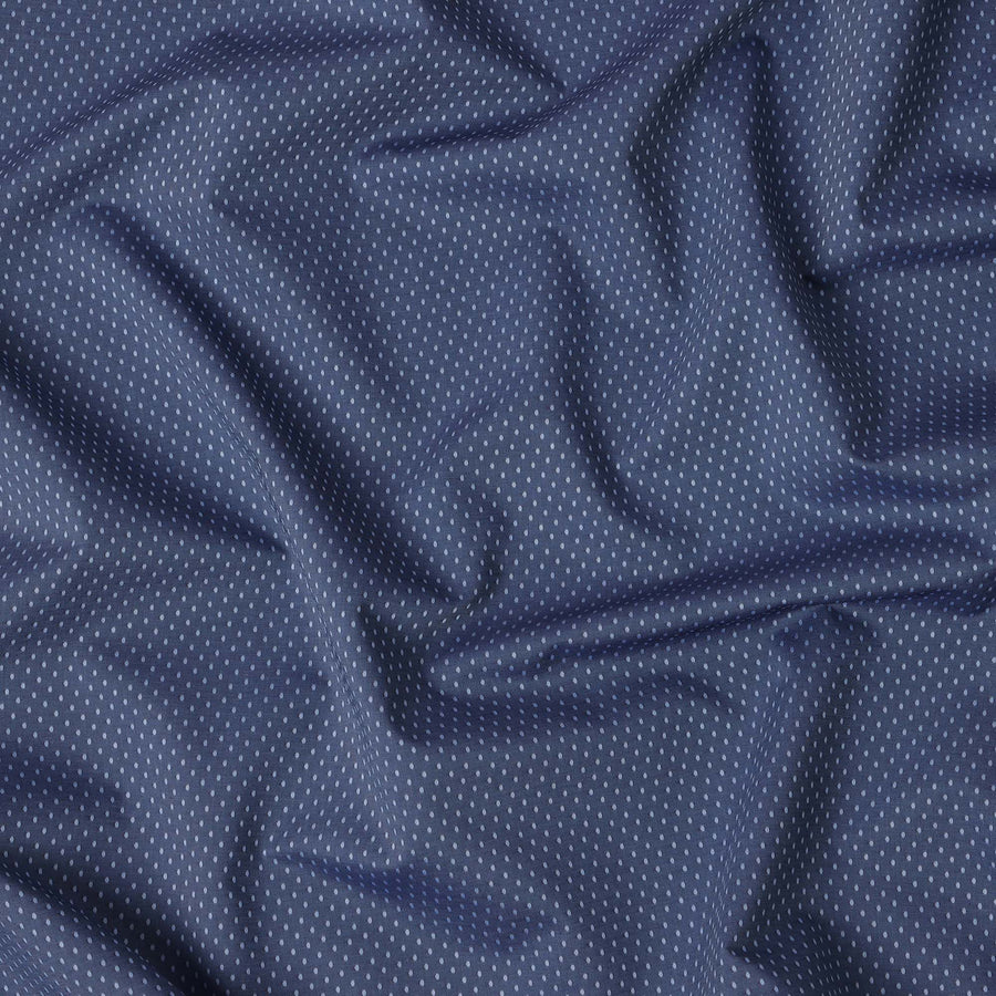 قماش قمصان من القطن السويسري 100% منقوش باللون الأزرق الداكن والأبيض - عرض 150 سم - D21982