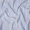 قماش كتان نقي مطبوع مخطط باللونين الأزرق الفاتح والأبيض - عرض 150 سم - D21991