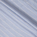 قماش كتان نقي مطبوع مخطط باللونين الأزرق الفاتح والأبيض - عرض 150 سم - D21991