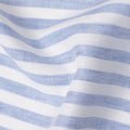 قماش كتان نقي مطبوع بخطوط أفقية باللونين الأبيض والأزرق الفاتح - عرض 150 سم - D21999