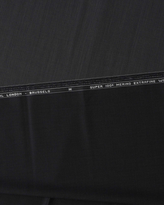 Dark Grey Scabal Premium Super 100's English All Wool Suiting Fabric – 3.75 Mtrs, Width 150 Cms, United Kingdom-D22012 - Regal Fabrics