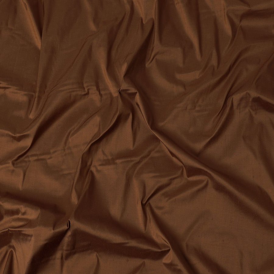 Rich Brown Plain Pure Raw Silk Fabric – Width 140 Cms, India-D22035