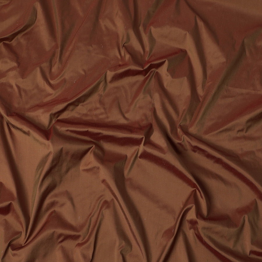 Copper Brown Plain Pure Raw Silk Fabric – Width 140 Cms, India-D22036