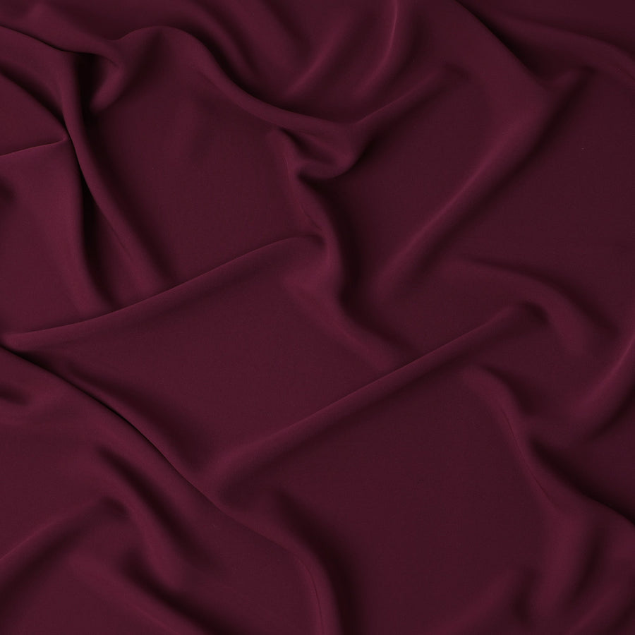 Wine Red Plain Synthetic Stretchable Crepe Fabric – 140 cm Wide – Made in Indonesia-D22118