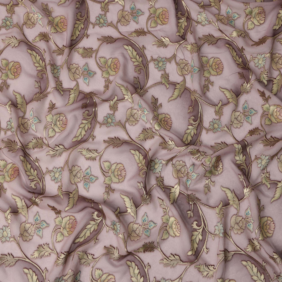 قماش جورجيت صناعي بلون وردي باهت - 110 سم، الهند - D22225