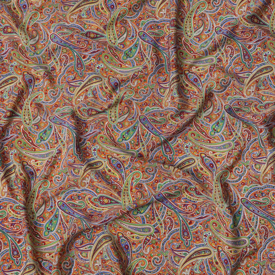 قماش كريب صناعي برتقالي صدئ - 110 سم، الهند - D22227